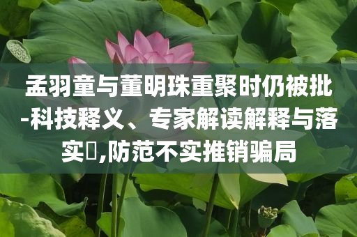 孟羽童與董明珠重聚時仍被批-科技釋義、專家解讀解釋與落實?,防范不實推銷騙局