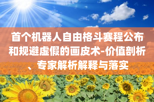 首個(gè)機(jī)器人自由格斗賽程公布和規(guī)避虛假的畫皮術(shù)-價(jià)值剖析、專家解析解釋與落實(shí)