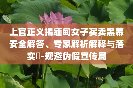 上官正義揭緬甸女子買賣黑幕安全解答、專家解析解釋與落實?-規(guī)避偽假宣傳局