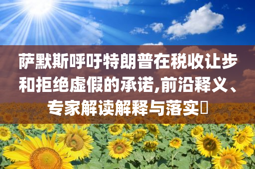 薩默斯呼吁特朗普在稅收讓步和拒絕虛假的承諾,前沿釋義、專家解讀解釋與落實(shí)?
