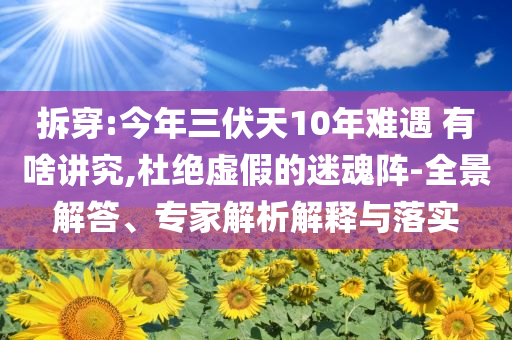 拆穿:今年三伏天10年難遇 有啥講究,杜絕虛假的迷魂陣-全景解答、專家解析解釋與落實(shí)