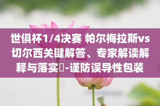 世俱杯1/4決賽 帕爾梅拉斯vs切爾西關(guān)鍵解答、專家解讀解釋與落實?-謹(jǐn)防誤導(dǎo)性包裝
