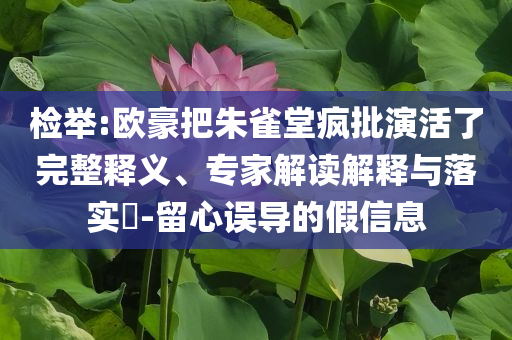 檢舉:歐豪把朱雀堂瘋批演活了完整釋義、專家解讀解釋與落實?-留心誤導(dǎo)的假信息