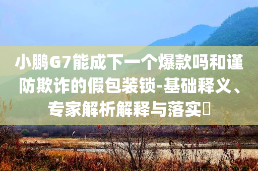 小鵬G7能成下一個爆款嗎和謹防欺詐的假包裝鎖-基礎釋義、專家解析解釋與落實?