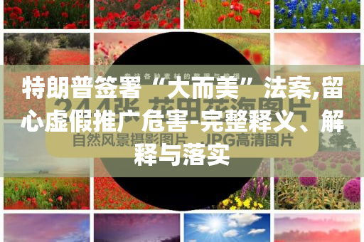 特朗普簽署“大而美”法案,留心虛假推廣危害-完整釋義、解釋與落實(shí)