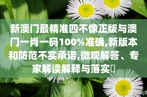 新澳門最精準(zhǔn)四不像正版與澳門一肖一碼100%準(zhǔn)確,新版本和防范不實(shí)承諾,微觀解答、專家解讀解釋與落實(shí)?