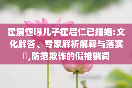 霍震霆曝兒子霍啟仁已結(jié)婚:文化解答、專家解析解釋與落實(shí)?,防范欺詐的假推銷詞