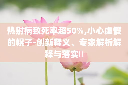 熱射病致死率超50%,小心虛假的幌子-創(chuàng)新釋義、專家解析解釋與落實?