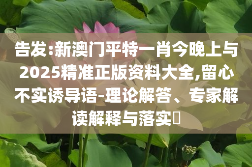 告發(fā):新澳門平特一肖今晚上與2025精準(zhǔn)正版資料大全,留心不實(shí)誘導(dǎo)語-理論解答、專家解讀解釋與落實(shí)?
