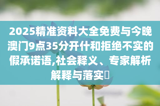 2025精準(zhǔn)資料大全免費(fèi)與今晚澳門9點(diǎn)35分開什和拒絕不實(shí)的假承諾語,社會(huì)釋義、專家解析解釋與落實(shí)?