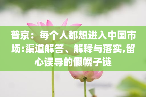 普京：每個人都想進入中國市場:渠道解答、解釋與落實,留心誤導(dǎo)的假幌子鏈
