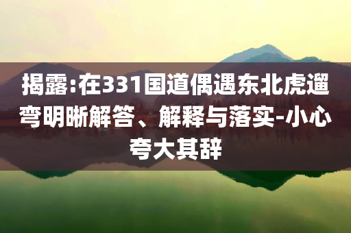 揭露:在331國道偶遇東北虎遛彎明晰解答、解釋與落實-小心夸大其辭