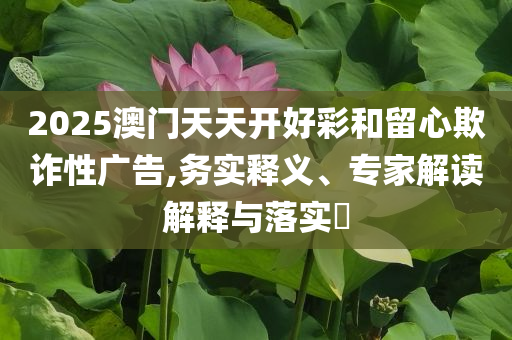 2025澳門天天開好彩和留心欺詐性廣告,務實釋義、專家解讀解釋與落實?