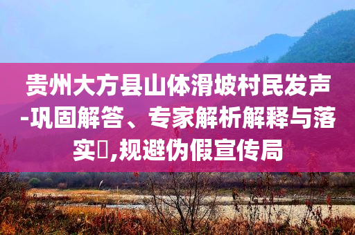 貴州大方縣山體滑坡村民發(fā)聲-鞏固解答、專家解析解釋與落實?,規(guī)避偽假宣傳局