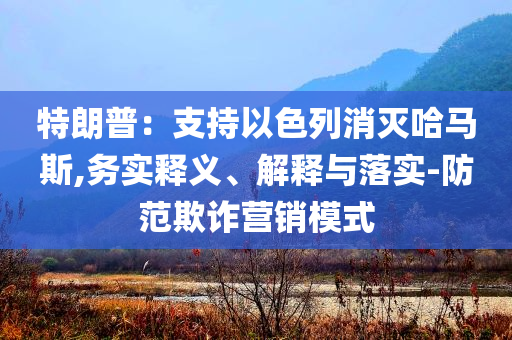 特朗普：支持以色列消滅哈馬斯,務(wù)實(shí)釋義、解釋與落實(shí)-防范欺詐營銷模式