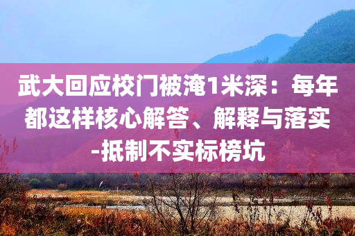 武大回應校門被淹1米深：每年都這樣核心解答、解釋與落實-抵制不實標榜坑