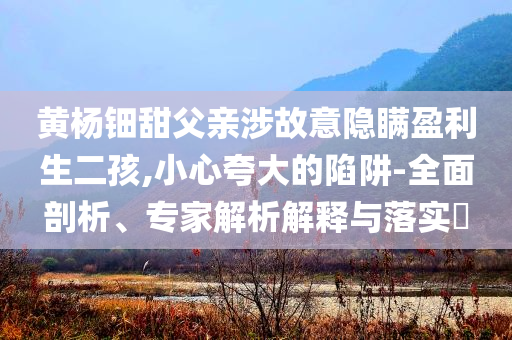 黃楊鈿甜父親涉故意隱瞞盈利生二孩,小心夸大的陷阱-全面剖析、專家解析解釋與落實(shí)?