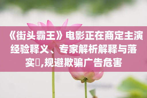 《街頭霸王》電影正在商定主演經(jīng)驗(yàn)釋義、專家解析解釋與落實(shí)?,規(guī)避欺騙廣告危害