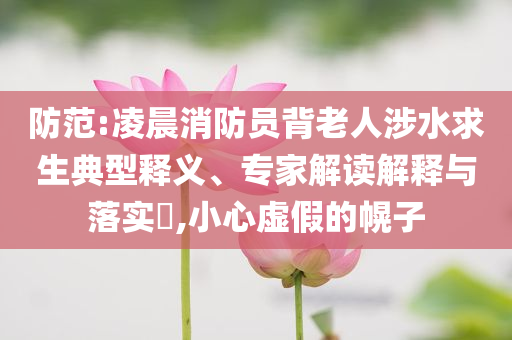 防范:凌晨消防員背老人涉水求生典型釋義、專家解讀解釋與落實?,小心虛假的幌子