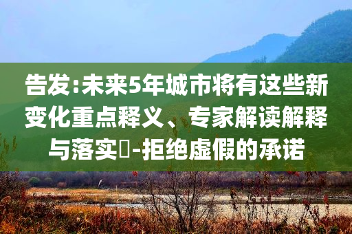 告發(fā):未來5年城市將有這些新變化重點釋義、專家解讀解釋與落實?-拒絕虛假的承諾