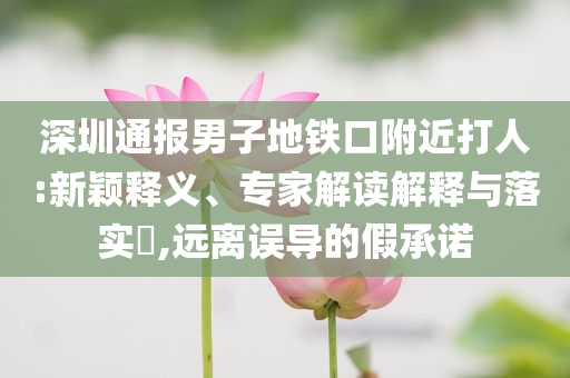 深圳通報男子地鐵口附近打人:新穎釋義、專家解讀解釋與落實?,遠(yuǎn)離誤導(dǎo)的假承諾