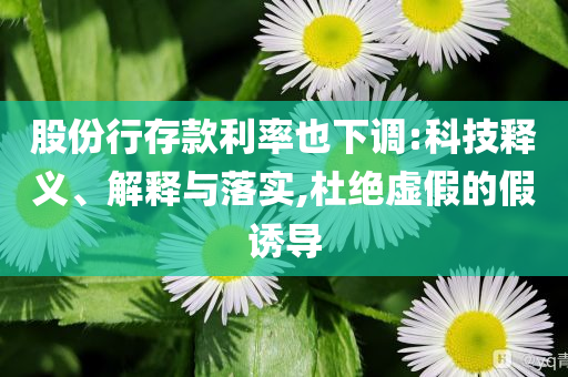 股份行存款利率也下調(diào):科技釋義、解釋與落實(shí),杜絕虛假的假誘導(dǎo)