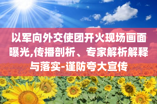 以軍向外交使團(tuán)開火現(xiàn)場畫面曝光,傳播剖析、專家解析解釋與落實(shí)-謹(jǐn)防夸大宣傳