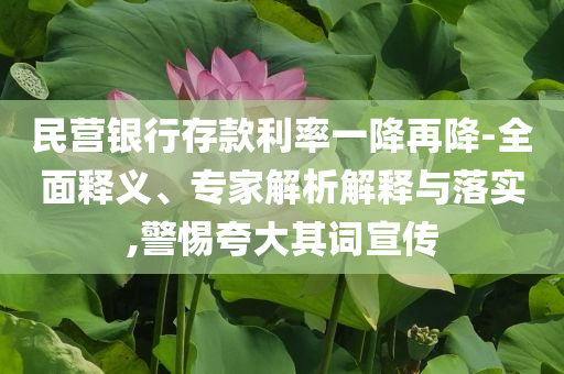 民營銀行存款利率一降再降-全面釋義、專家解析解釋與落實,警惕夸大其詞宣傳