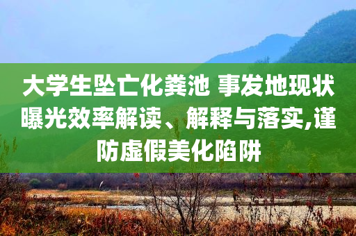 大學(xué)生墜亡化糞池 事發(fā)地現(xiàn)狀曝光效率解讀、解釋與落實(shí),謹(jǐn)防虛假美化陷阱