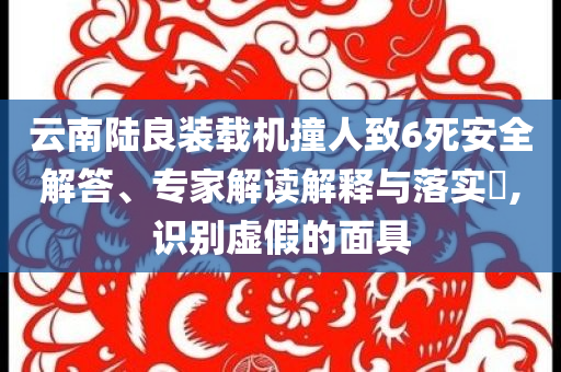 云南陸良裝載機(jī)撞人致6死安全解答、專家解讀解釋與落實(shí)?,識別虛假的面具