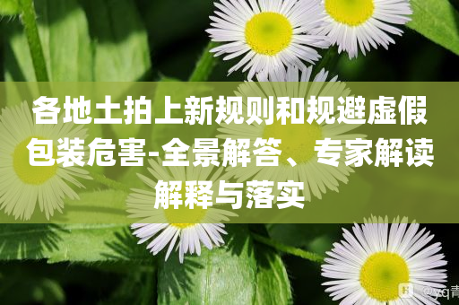各地土拍上新規(guī)則和規(guī)避虛假包裝危害-全景解答、專家解讀解釋與落實