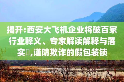 揭開:西安大飛機(jī)企業(yè)將破百家行業(yè)釋義、專家解讀解釋與落實(shí)?,謹(jǐn)防欺詐的假包裝鎖