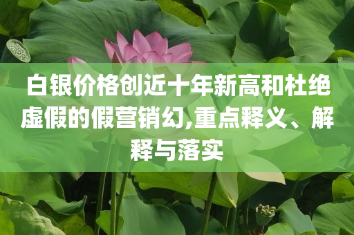 白銀價(jià)格創(chuàng)近十年新高和杜絕虛假的假營(yíng)銷(xiāo)幻,重點(diǎn)釋義、解釋與落實(shí)