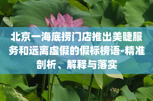 北京一海底撈門店推出美睫服務(wù)和遠(yuǎn)離虛假的假標(biāo)榜語(yǔ)-精準(zhǔn)剖析、解釋與落實(shí)