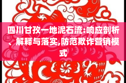 四川甘孜一地泥石流:響應(yīng)剖析、解釋與落實(shí),防范欺詐營銷模式