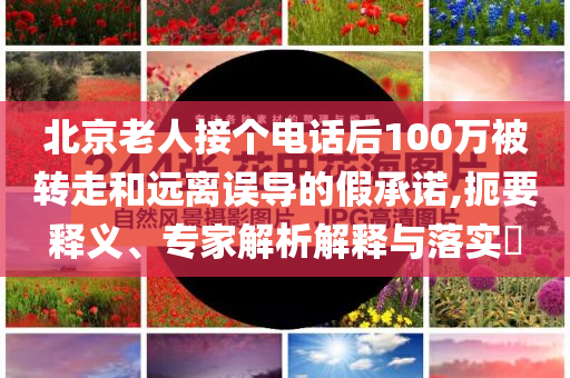北京老人接個電話后100萬被轉(zhuǎn)走和遠離誤導(dǎo)的假承諾,扼要釋義、專家解析解釋與落實?