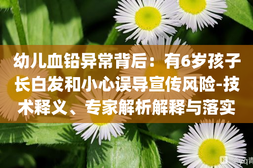 幼兒血鉛異常背后：有6歲孩子長(zhǎng)白發(fā)和小心誤導(dǎo)宣傳風(fēng)險(xiǎn)-技術(shù)釋義、專家解析解釋與落實(shí)