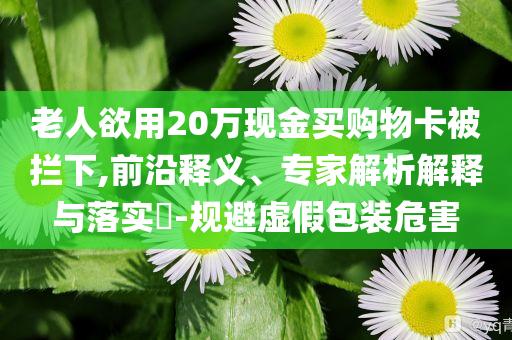 老人欲用20萬現(xiàn)金買購物卡被攔下,前沿釋義、專家解析解釋與落實(shí)?-規(guī)避虛假包裝危害