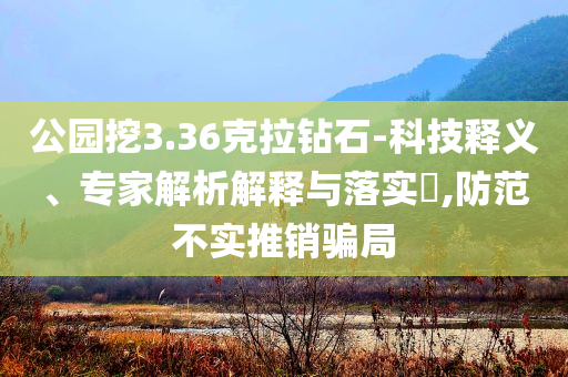 公園挖3.36克拉鉆石-科技釋義、專家解析解釋與落實?,防范不實推銷騙局