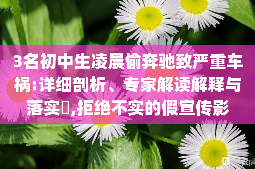 3名初中生凌晨偷奔馳致嚴重車禍:詳細剖析、專家解讀解釋與落實?,拒絕不實的假宣傳影