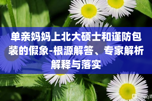 單親媽媽上北大碩士和謹防包裝的假象-根源解答、專家解析解釋與落實