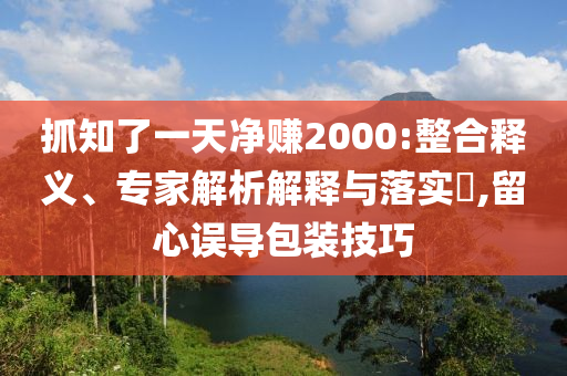 抓知了一天凈賺2000:整合釋義、專家解析解釋與落實(shí)?,留心誤導(dǎo)包裝技巧