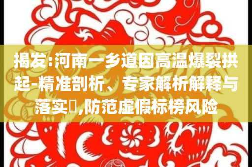 揭發(fā):河南一鄉(xiāng)道因高溫爆裂拱起-精準剖析、專家解析解釋與落實?,防范虛假標榜風(fēng)險