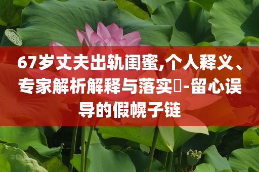 67歲丈夫出軌閨蜜,個(gè)人釋義、專家解析解釋與落實(shí)?-留心誤導(dǎo)的假幌子鏈