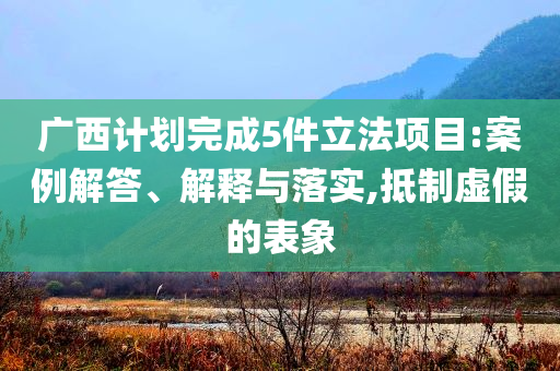 廣西計劃完成5件立法項目:案例解答、解釋與落實,抵制虛假的表象