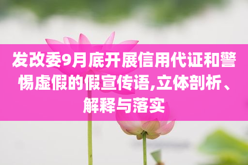 發(fā)改委9月底開展信用代證和警惕虛假的假宣傳語,立體剖析、解釋與落實