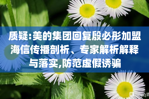 質(zhì)疑:美的集團(tuán)回復(fù)殷必彤加盟海信傳播剖析、專家解析解釋與落實(shí),防范虛假誘騙
