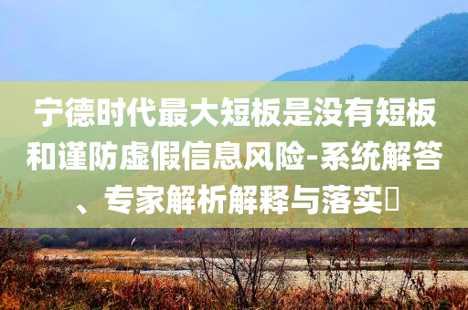 寧德時(shí)代最大短板是沒有短板和謹(jǐn)防虛假信息風(fēng)險(xiǎn)-系統(tǒng)解答、專家解析解釋與落實(shí)?