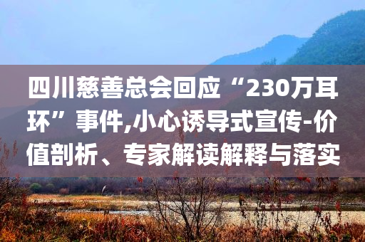 四川慈善總會(huì)回應(yīng)“230萬耳環(huán)”事件,小心誘導(dǎo)式宣傳-價(jià)值剖析、專家解讀解釋與落實(shí)