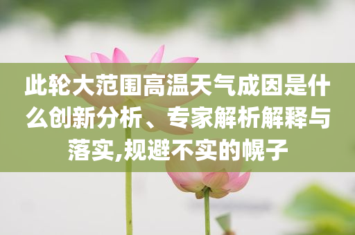 此輪大范圍高溫天氣成因是什么創(chuàng)新分析、專家解析解釋與落實(shí),規(guī)避不實(shí)的幌子